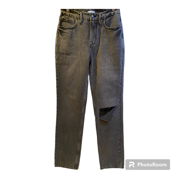Good American Jeans Faded Black Distressed Knee Size 26 NWOT - Picture 2 of 14